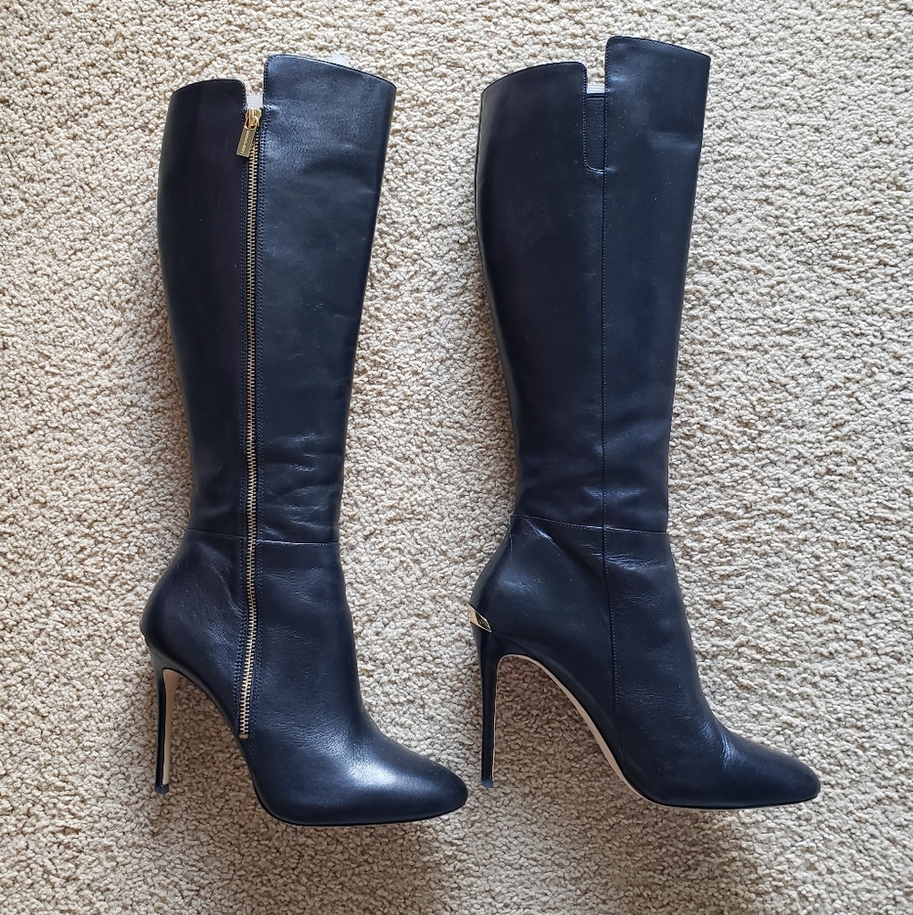 Michael Kors Leather Clara Knee High Stiletto Boots Size 9M